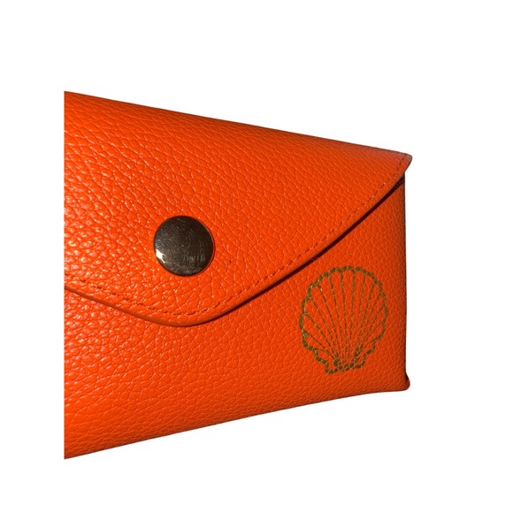 Archive Oceans Shell Glasses Case Orange Pebbled Leather  Envelope Pouch - Picture 2 of 6